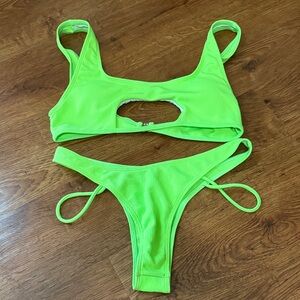 Neon Lime Cutout Bikini Set